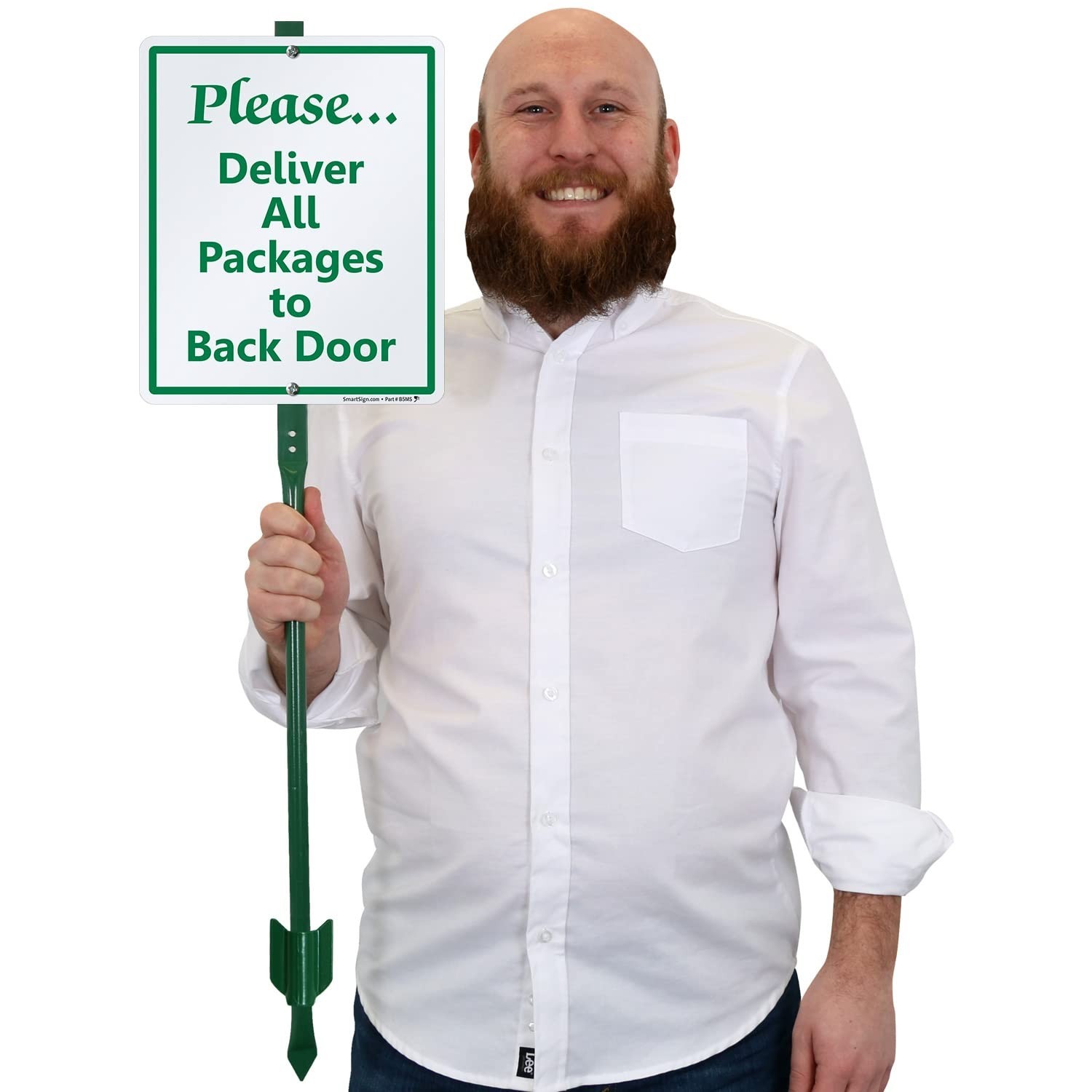 Please Deliver All Packages to Back Door – 10×12 Aluminum Lawn Sign with 3&prime; Stak