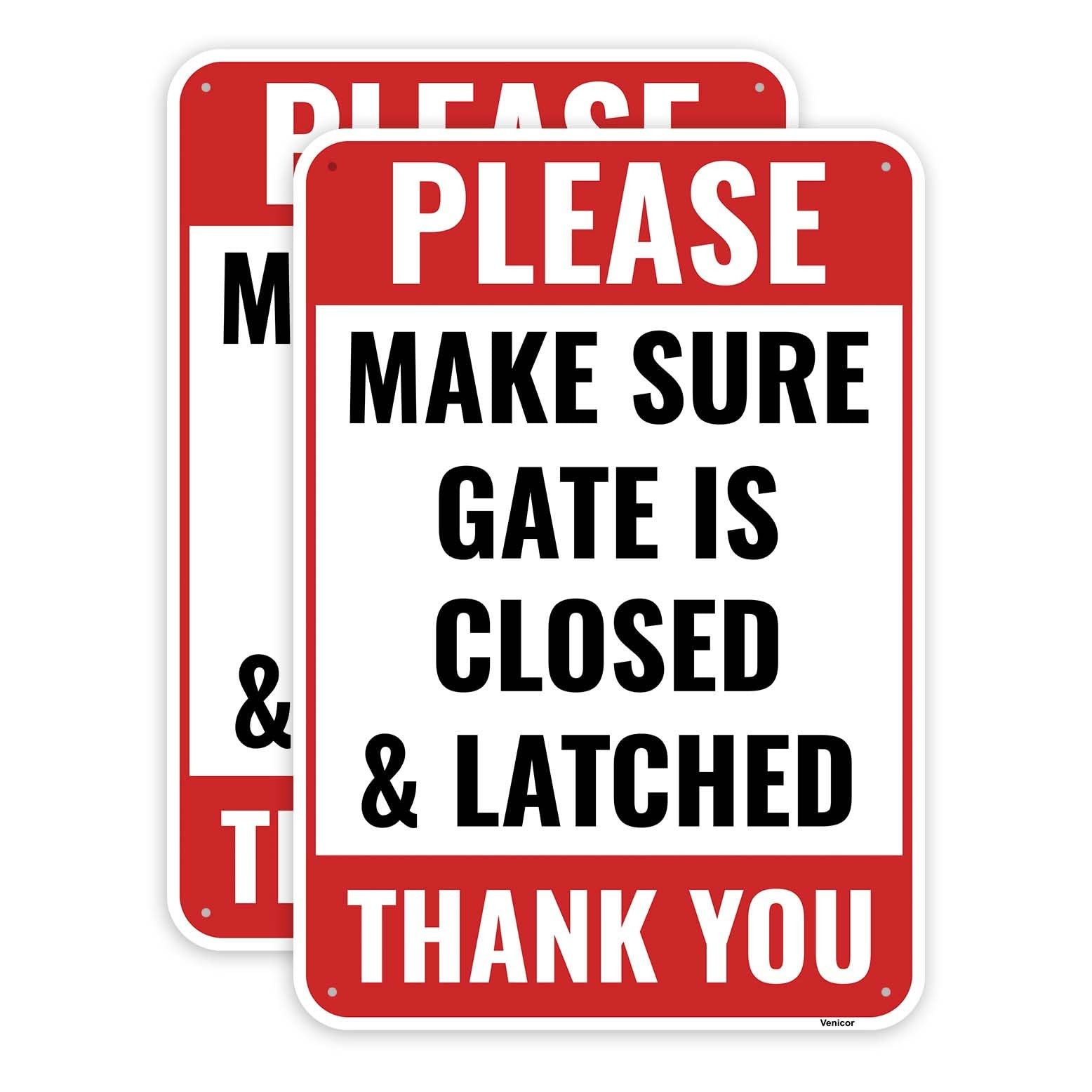 2PC Close And Latch Gate Signs, 10 x 7 Inches – Aluminum – Keep Gate Closed A…