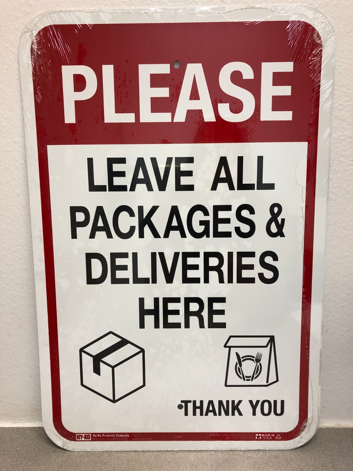Hy-Ko HW-04001 « Leave all Packages & Deliveries Here » Sign 18 in. H X 12 in. W