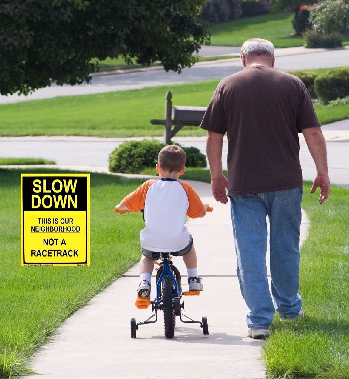 Slow Down This Is Our Neighborhood Not A Racetrack Caution Yard Sign (2 Pack)…