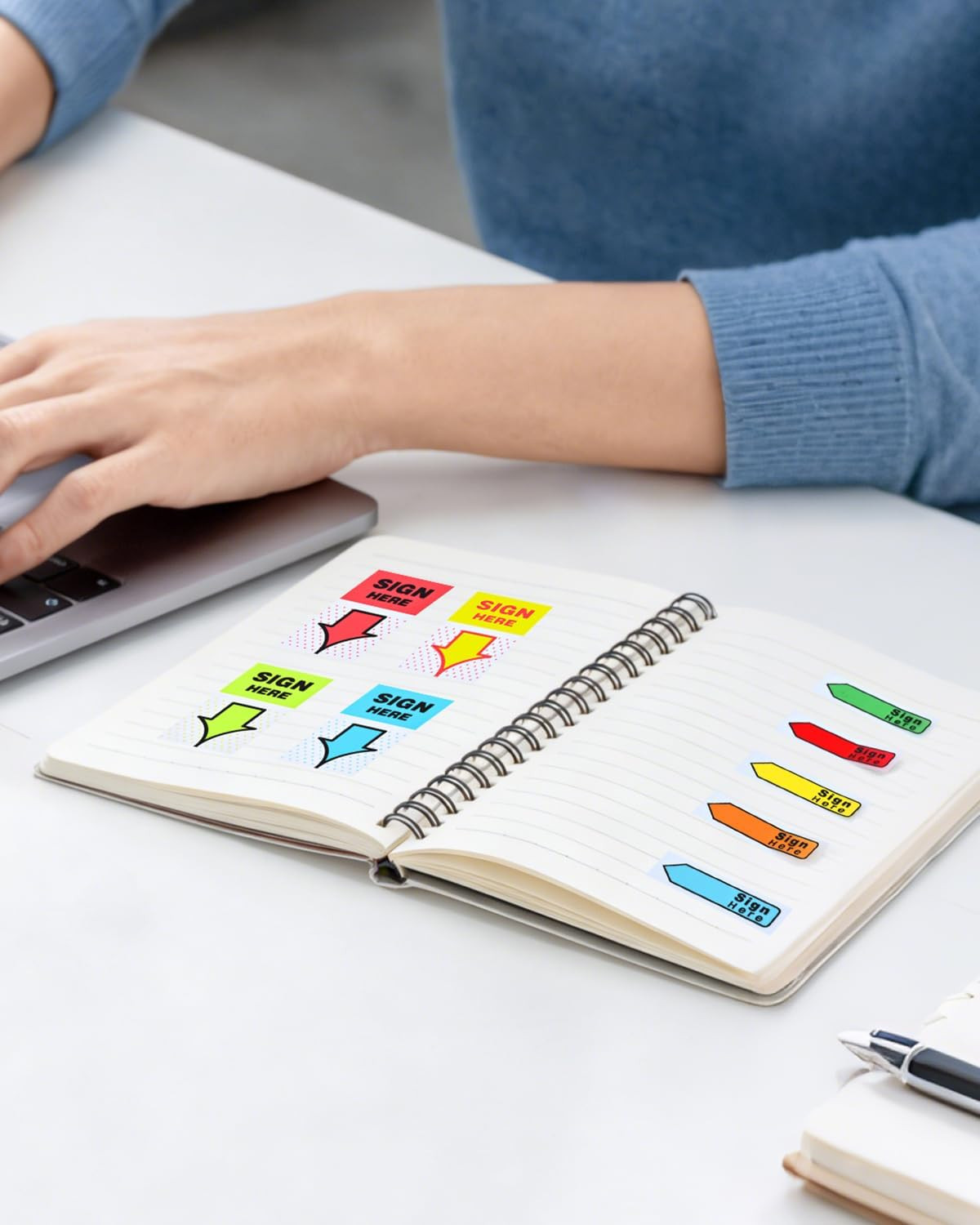 2 Styles Sign Here Sticky Tabs, 500 Pcs Sign Here Post It Flags, Signature Tags