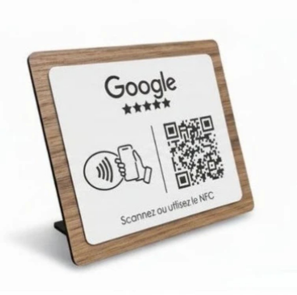 Personalized Engraved Wooden QR Code Easel (NFC) – Google Review Stand
