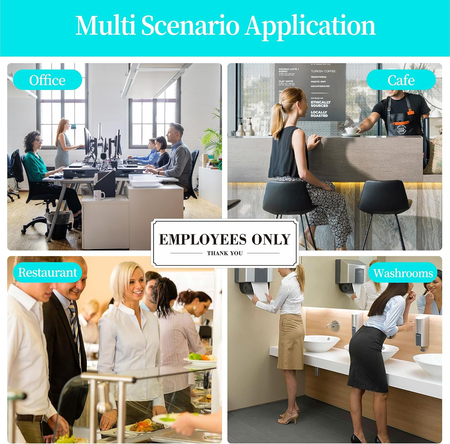 Employees Only Sign for Door, (2 Pack) Self-Adhesive Staff Only for Business Doo