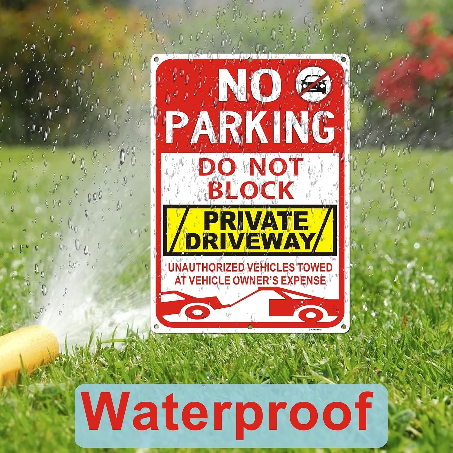 Red No Parking Signs 14&Prime;x10&Prime; 2 Pack Private Driveway Unauthorized Vehicle Sign