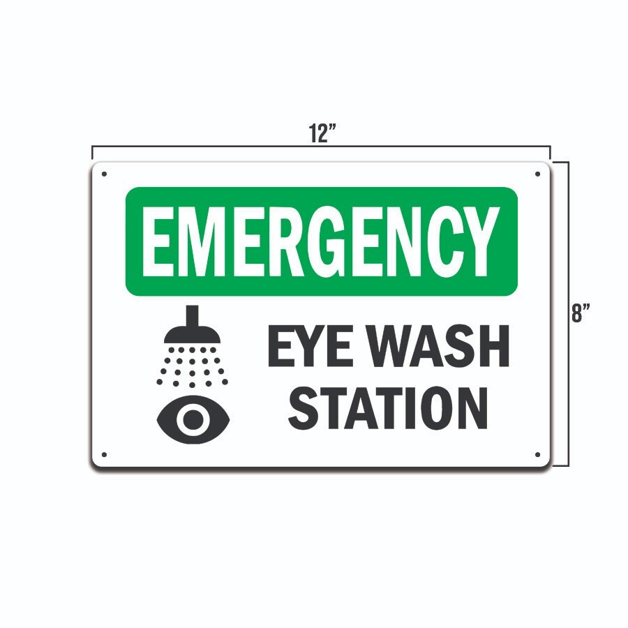 OSHA EMERGENCY SIGN EYE WASH STATION 12-INCH BY 8-INCH MADE IN THE USA