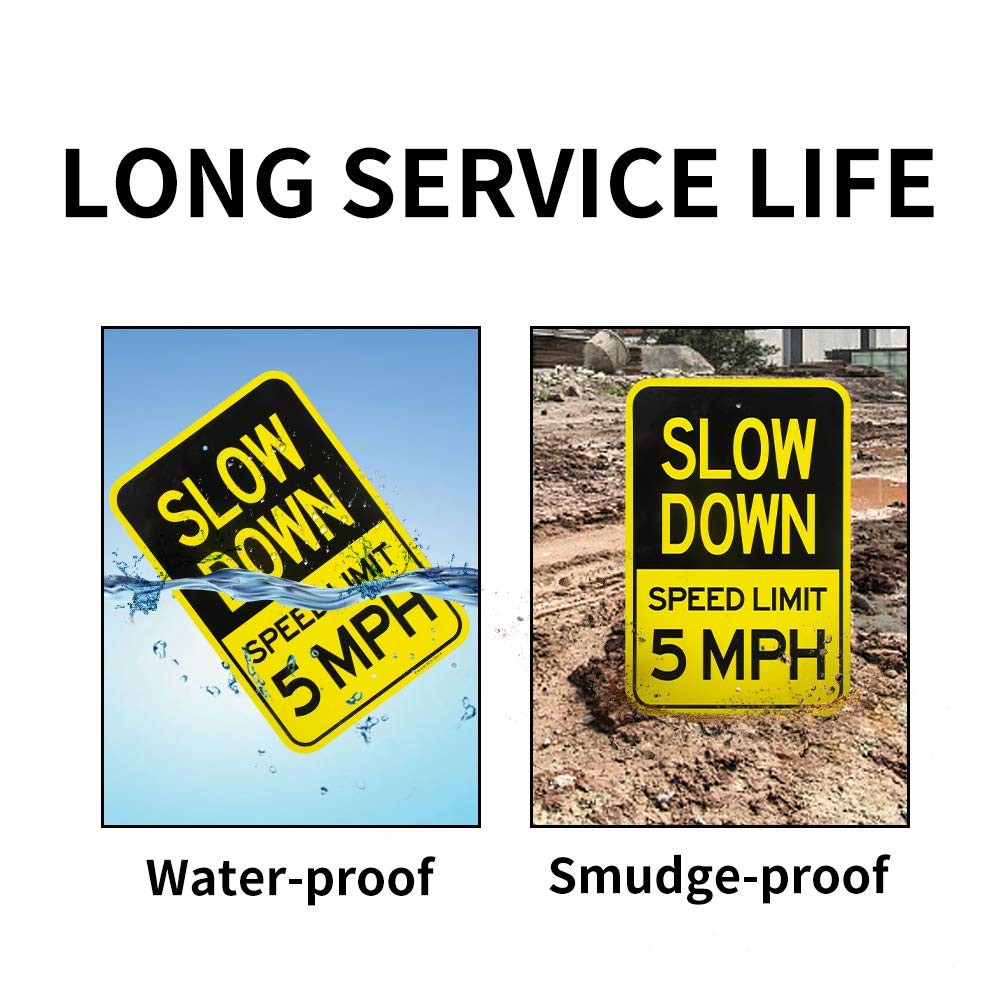 2 Pack 18×12 Inch Slow Down Speed Limit 5MPH Sign Heavy Duty Aluminum Metal Sign