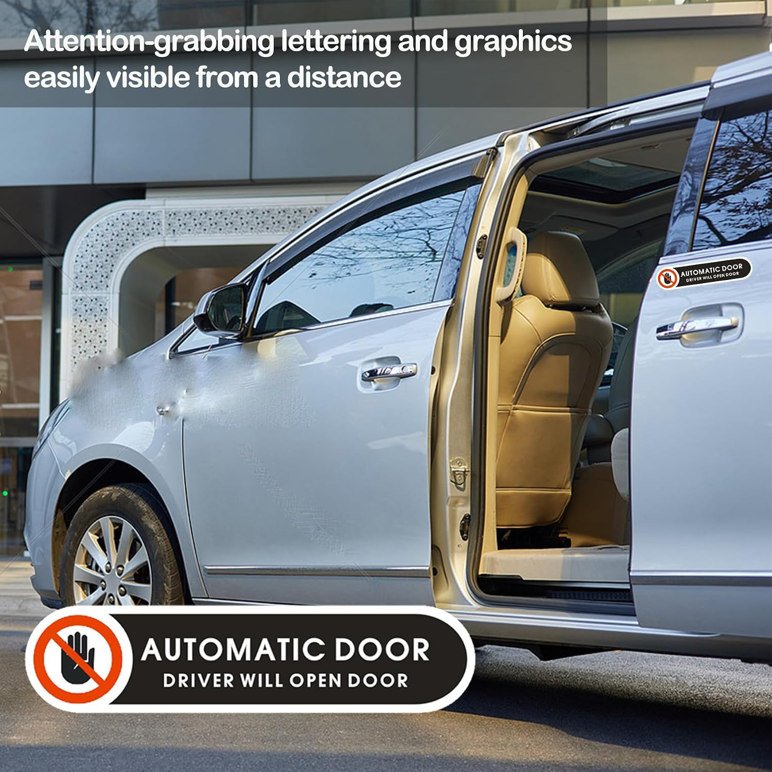 Automatic Door Stickers Driver Will Open Door Sign 4.9 X 1.2 Inch Self Adhesive