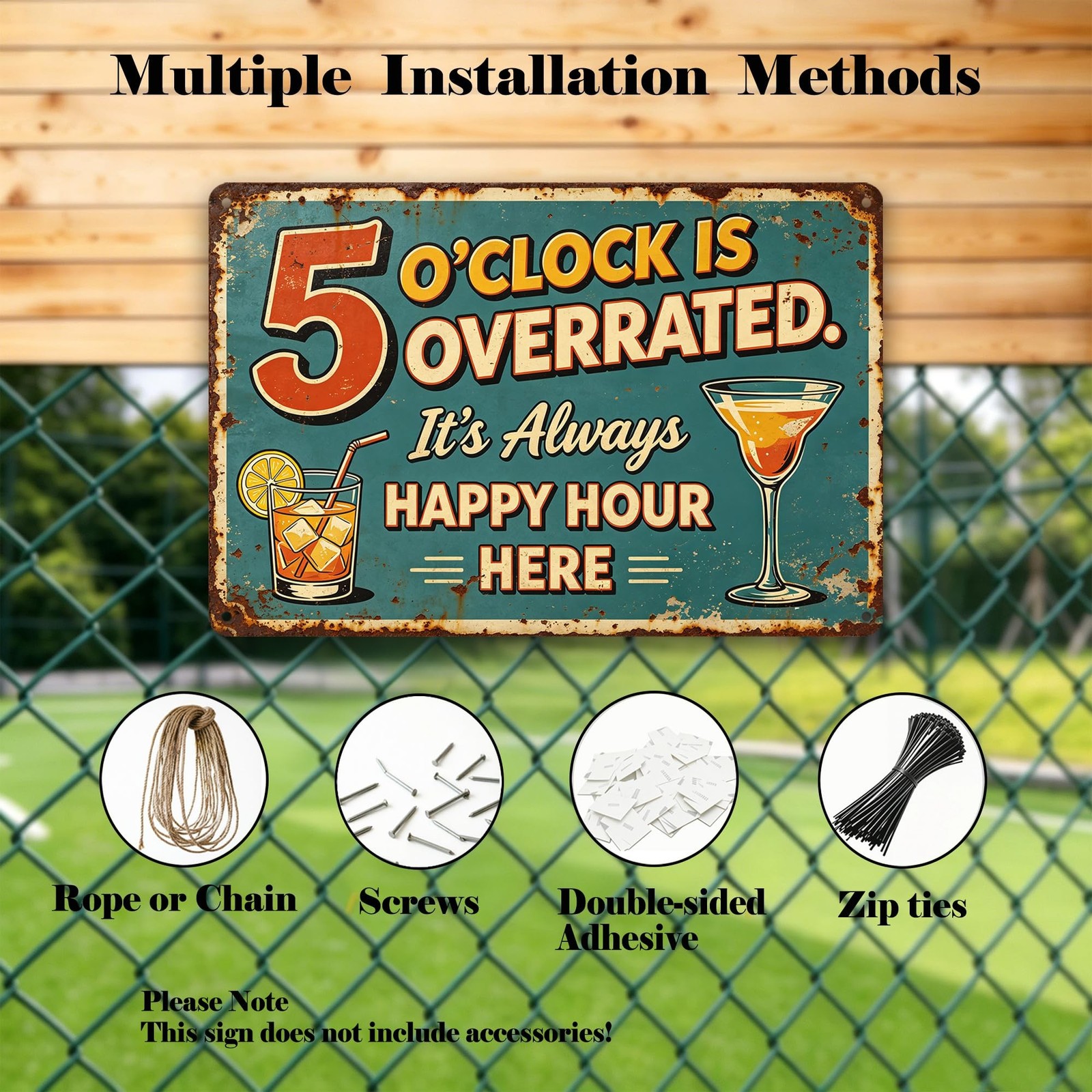 Retro Bar Aluminum Signs, It&rsquo;s Always Happy Hour Here 5 O&rsquo;clock Is Overrated,…