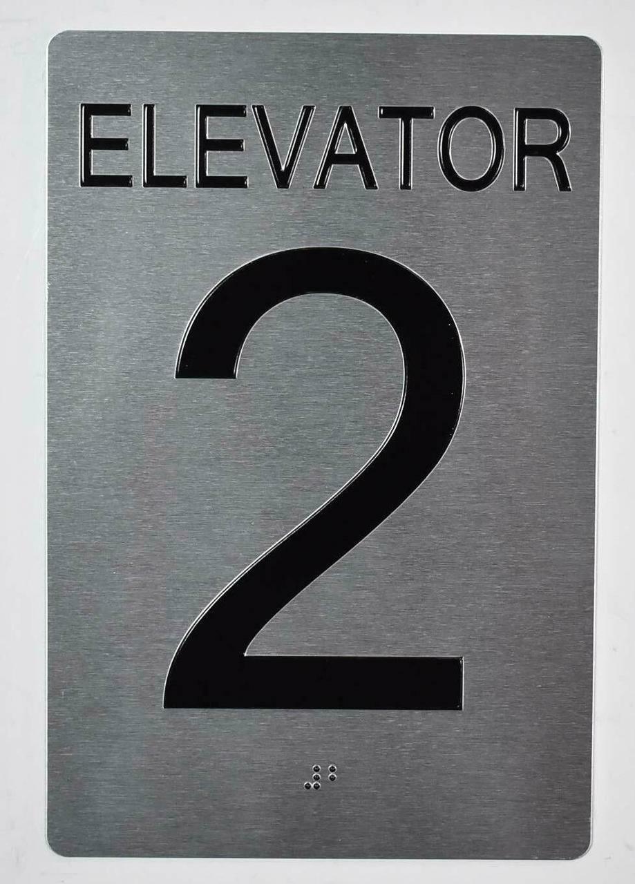 Elevator 2 Sign Silver – Tactile Touch Braille Sign..6X9)…–REF24-1027