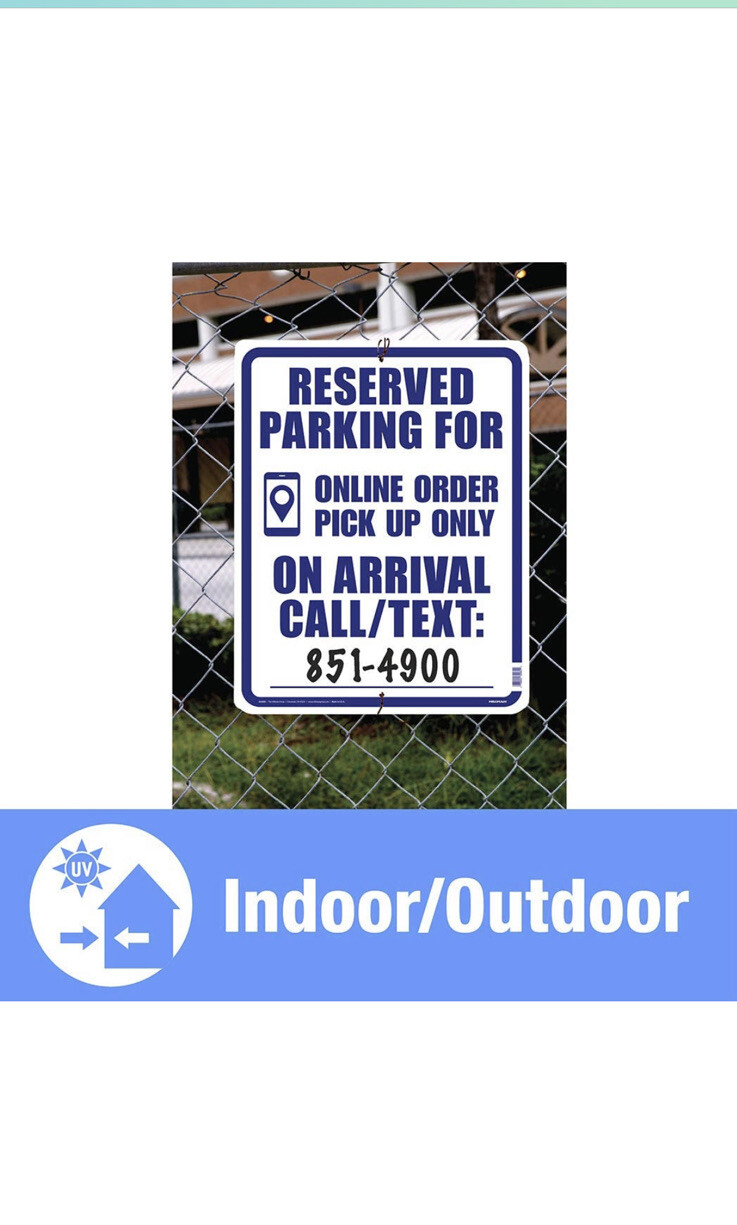 7X Hillman 843869 Reserved Online Order Parking Sign, 15&Prime; x 19&Prime;, Blue Vinyl USA