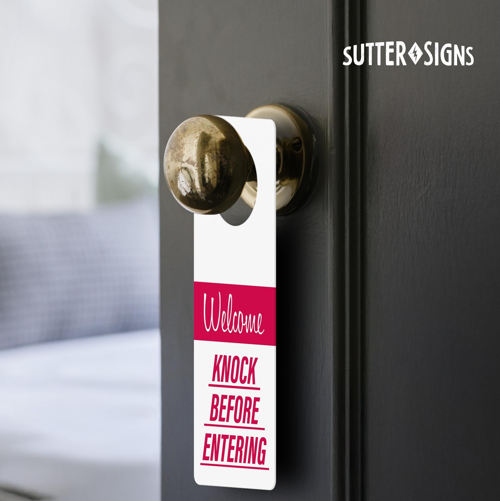 Do Not Disturb Door Hanger 2-Pack Meeting Progress 9.5×3.8&Prime; Red White