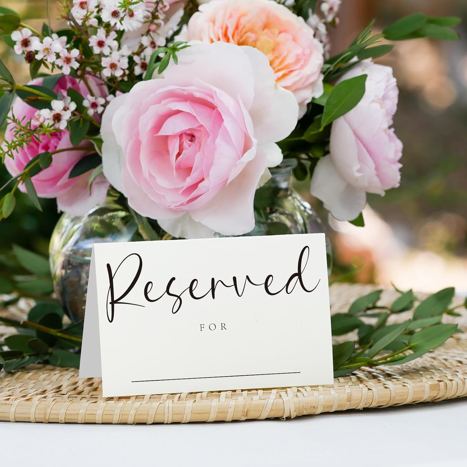 40Pcs Reserved Table Signs with Name Line 4X6In Reserved Seating Sign Double Sid