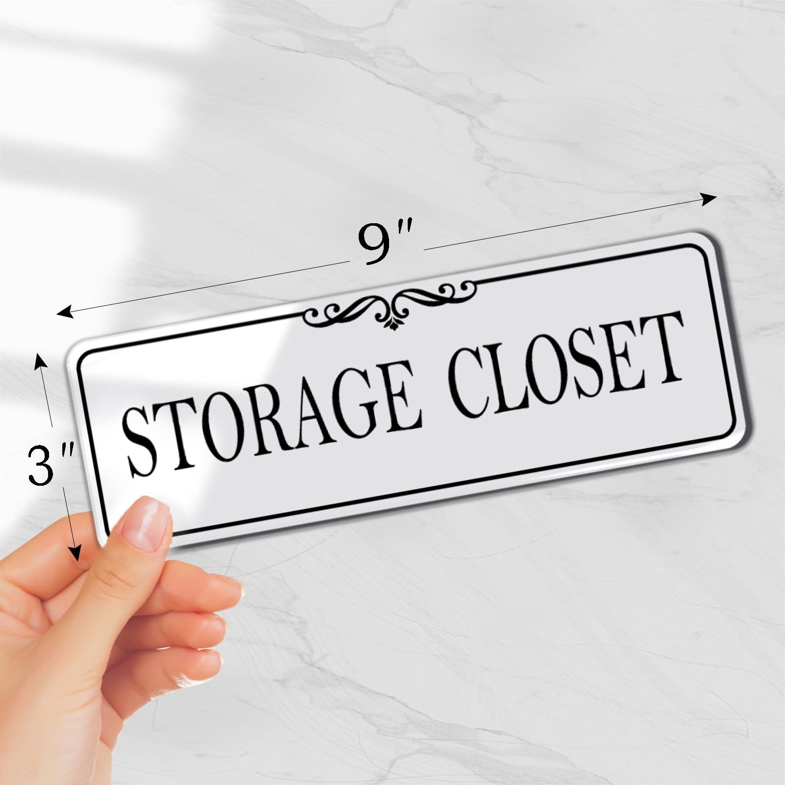 Storage Closet Sign 9x3Inch Acrylic Self-Stick Door Wall Office Home White 1 PCS
