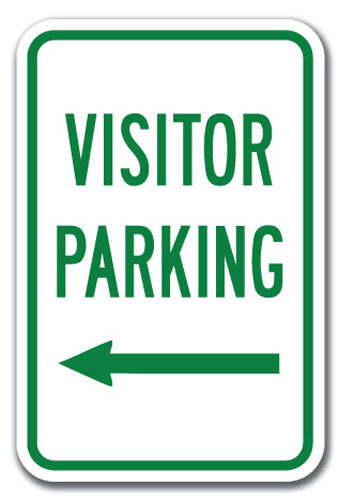 Visitor Parking with left arrow Sign 12&Prime; x 18&Prime; Heavy Gauge Aluminum Signs