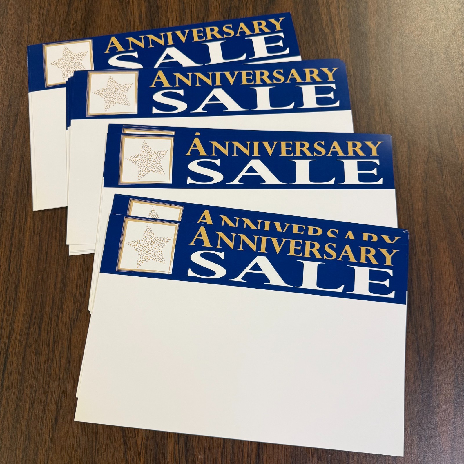 50- 7&Prime; x 11&Prime; Anniversary Sale Price cards for Retail Stores Sale Signage Sign