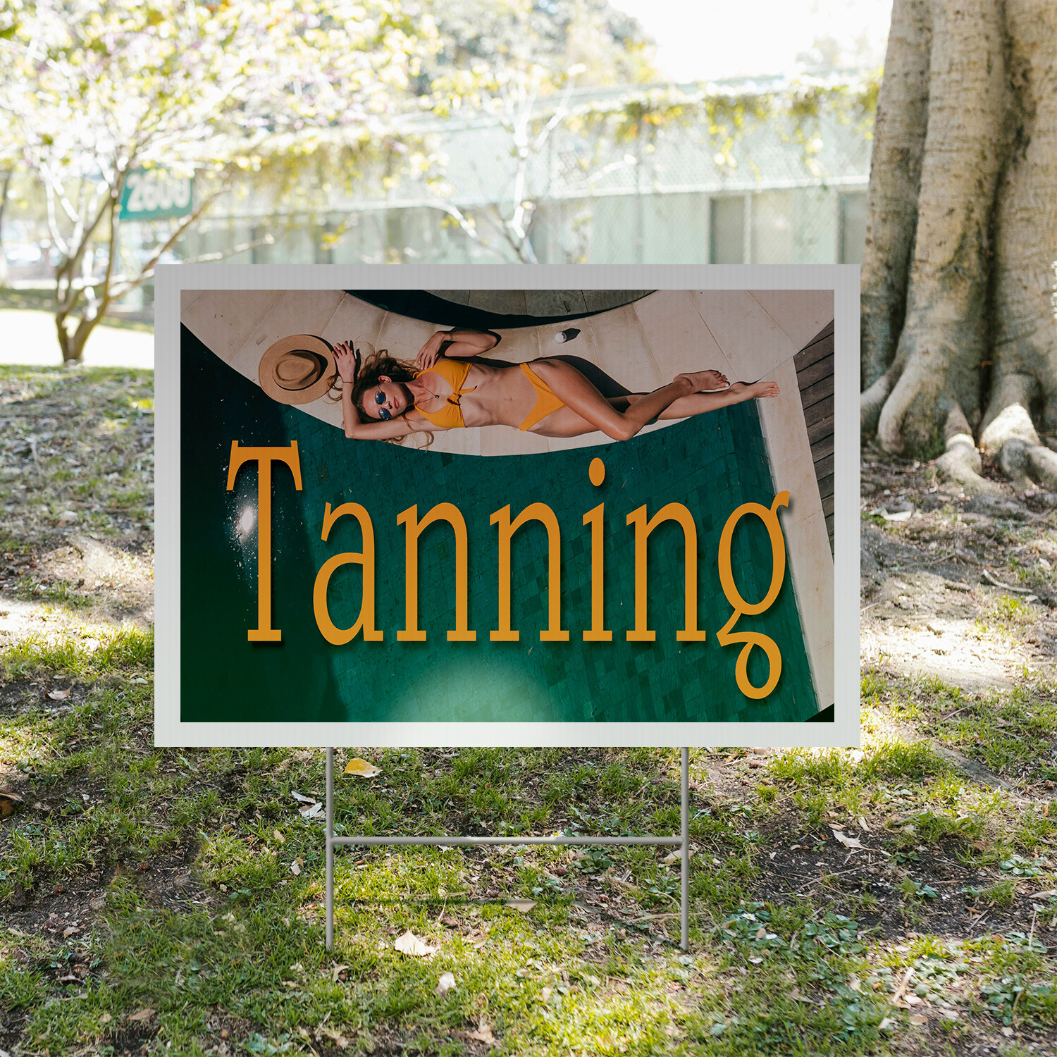 Tanning Yard Sign Beauty Services, Professional Equipment, Clear Messaging
