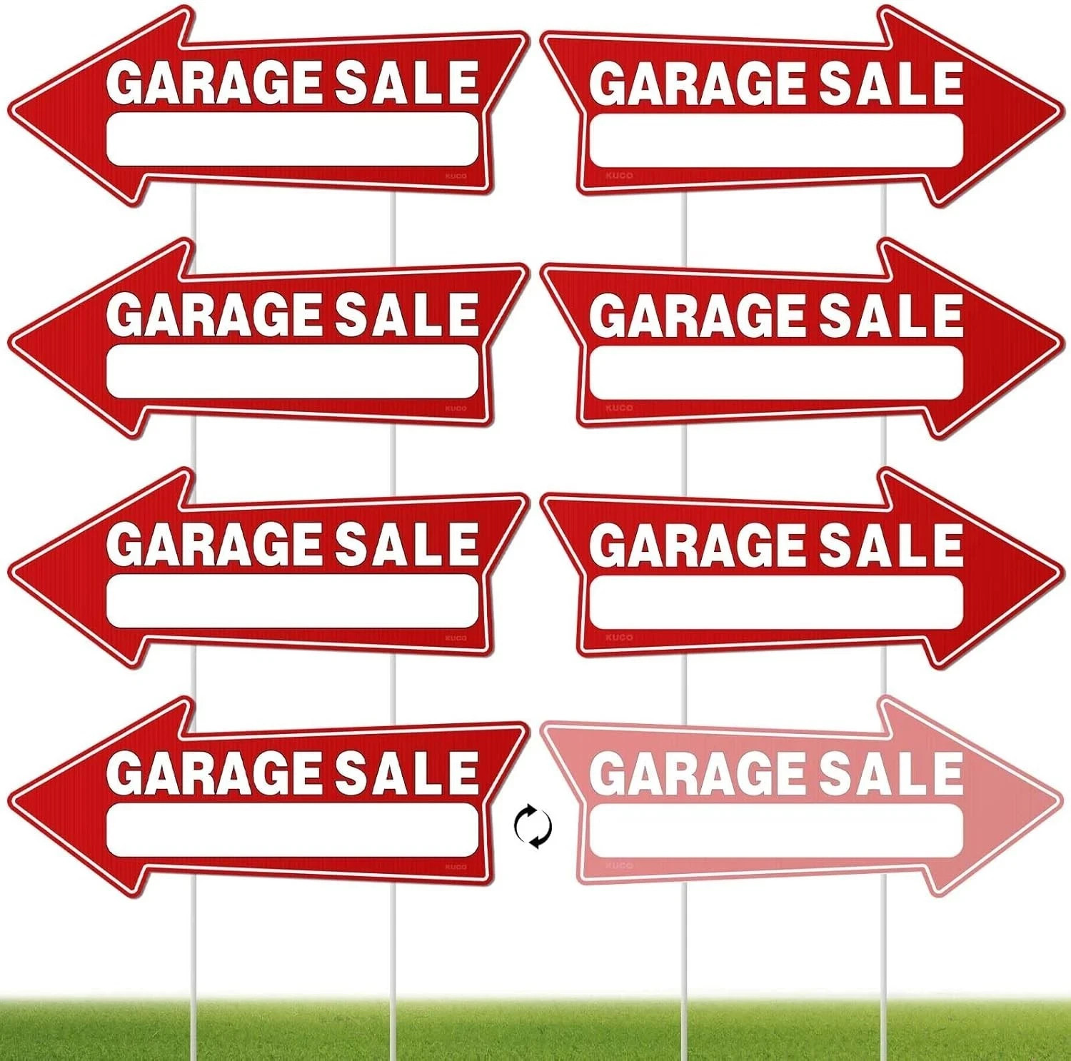7 PC Garage Sale Signs with Stakes, 17&Prime; X 6&Prime;, Double-Sided Garage Sale Arrows Ya