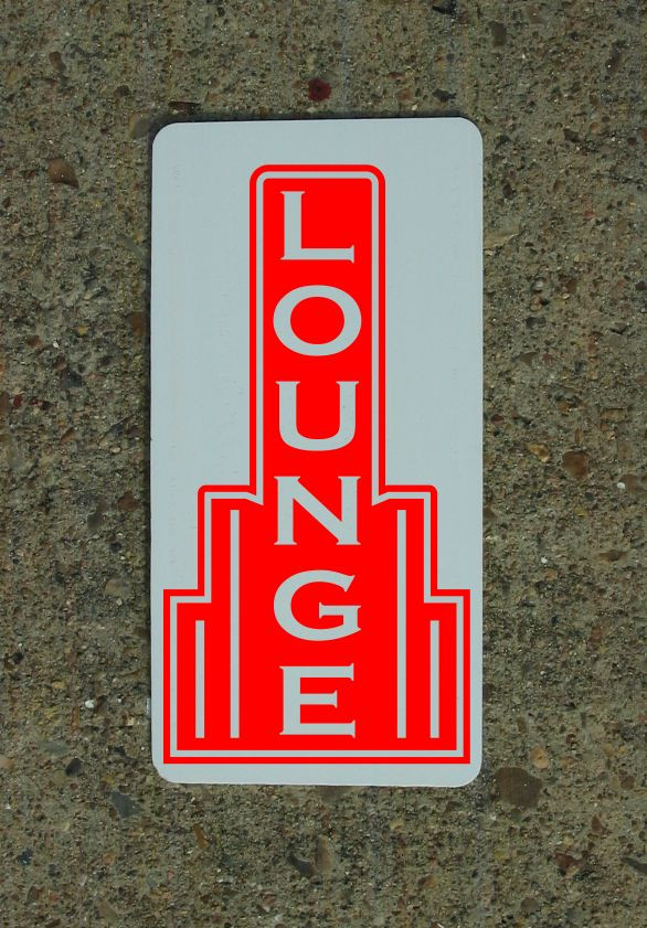 LOUNGE RED Metal Sign 40&rsquo;s 50s Retro Vintage Style Art Deco Decor Design