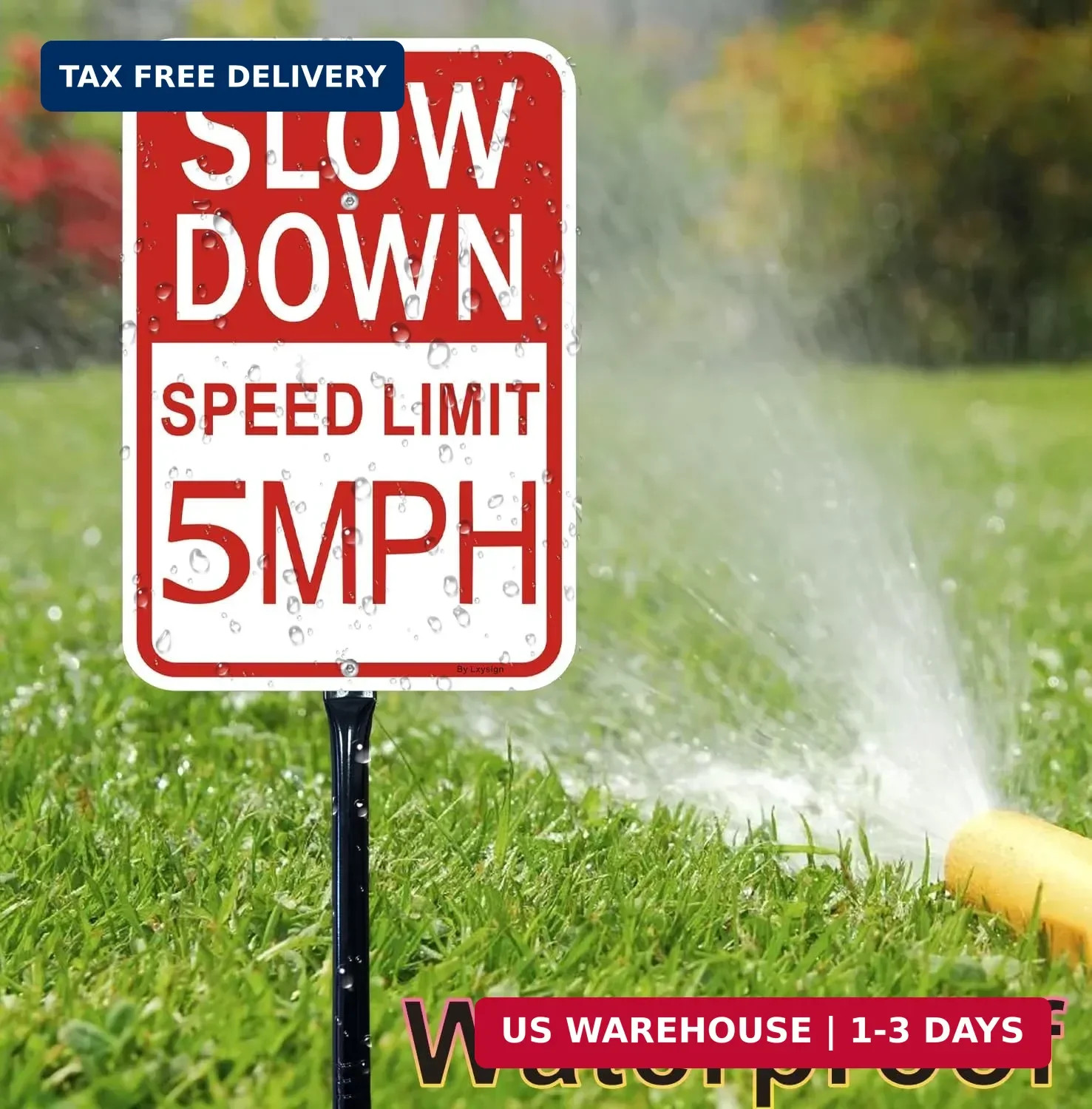 2 Pack Slow Down Sign, Speed Limit Sign 5 MPH, 36 Inches Metal Stakes, 14×10 Inc