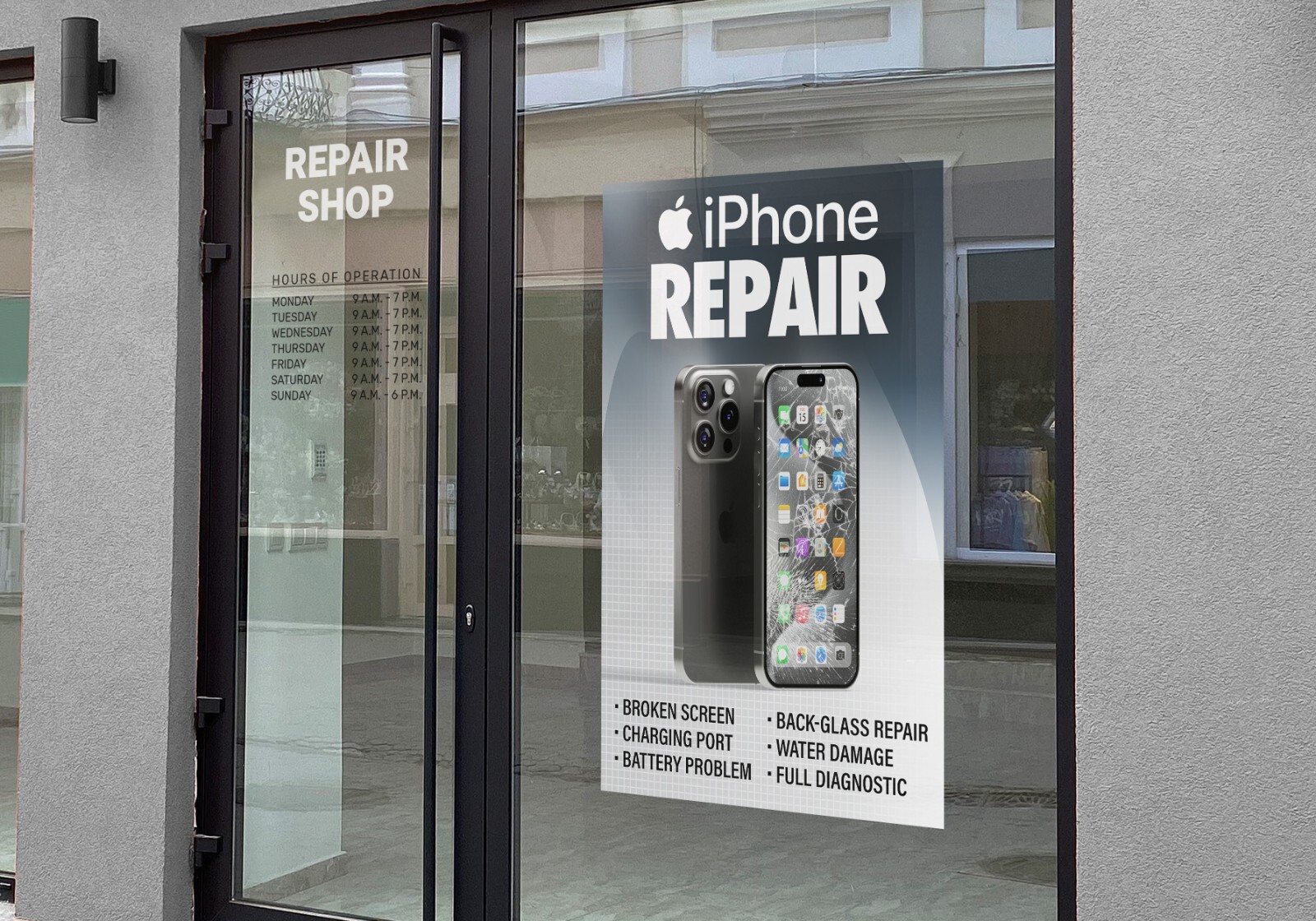 iPhone Apple Cell Phone Repair Single Poster Sign Banner – iOS Samsung Galaxy