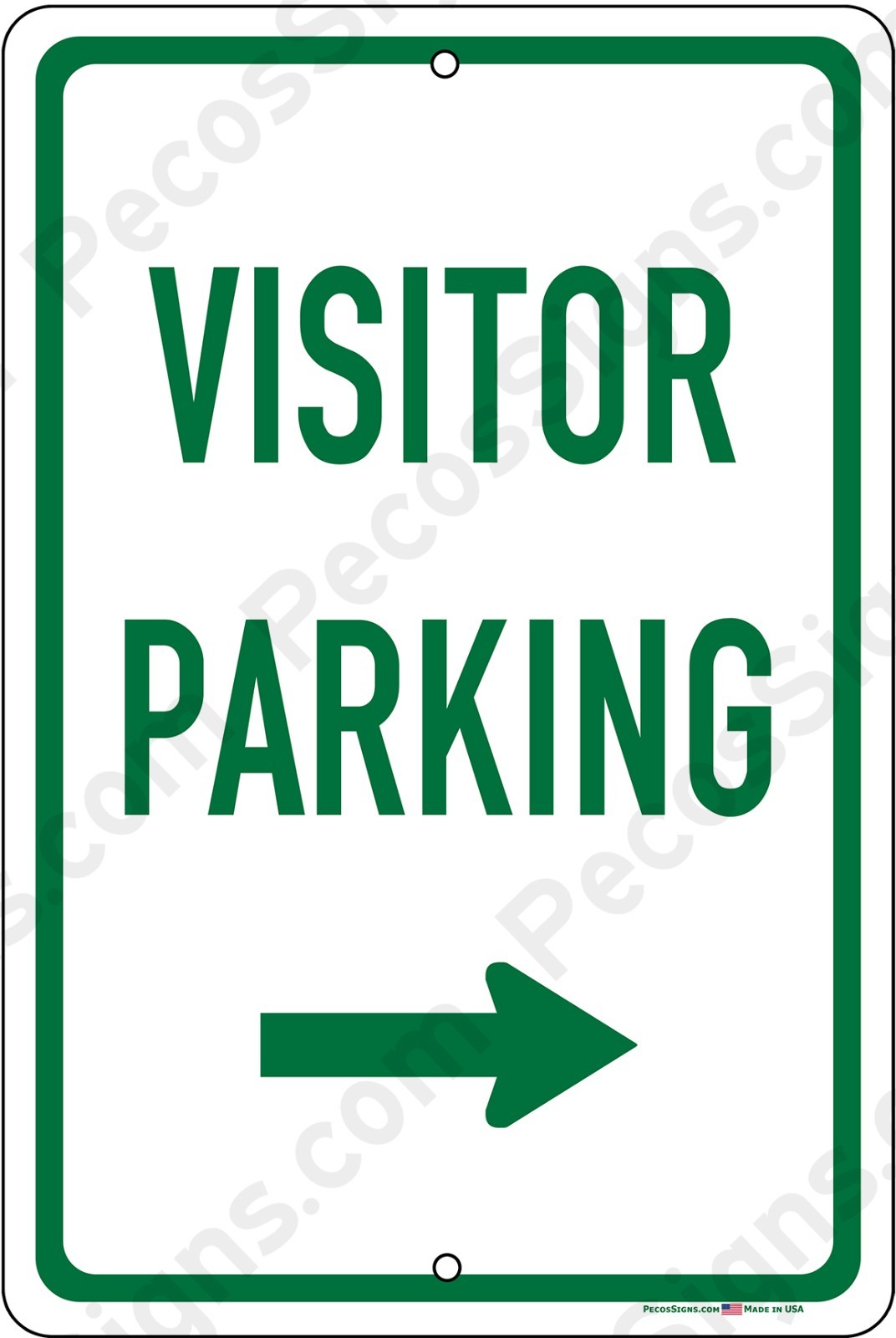 Visitor Parking Right Arrow 8&Prime;x12&Prime; Aluminum Sign UV Protected Made in USA Green