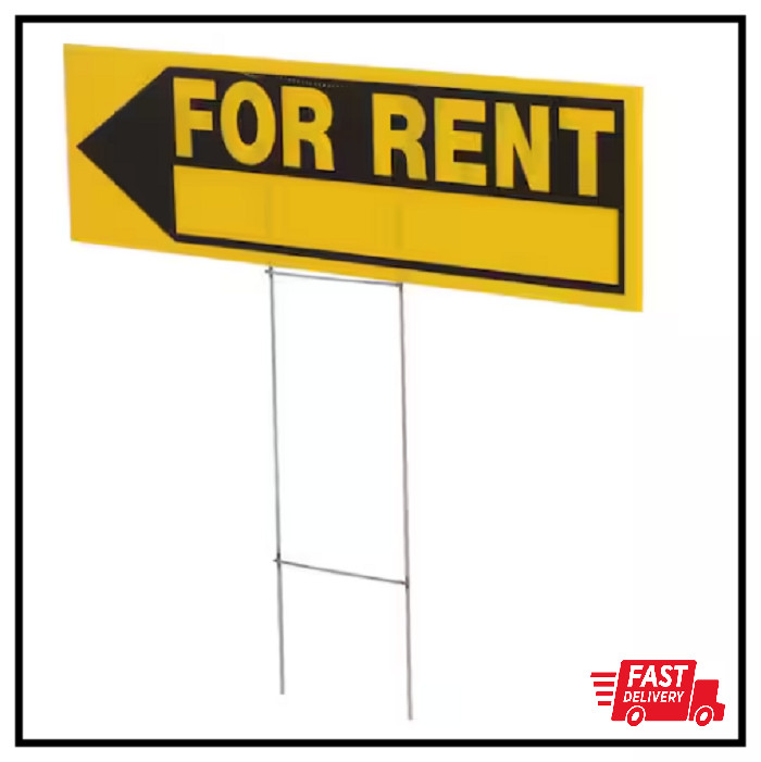 6 In. X 24 In. Plastic for Rent Sign