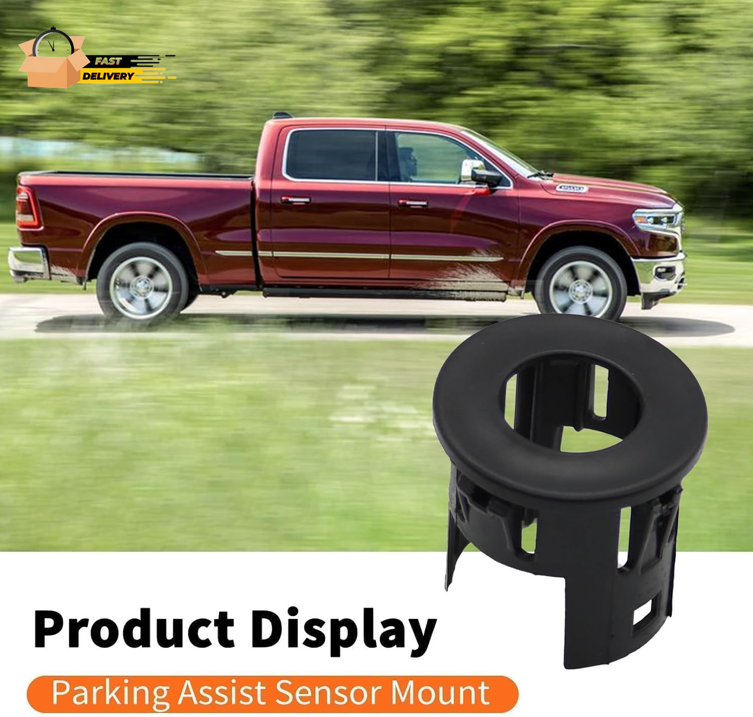 4X Parking Assist Sensor Mount Bracket Bezels Compatible with 2014-2018 Ram 150