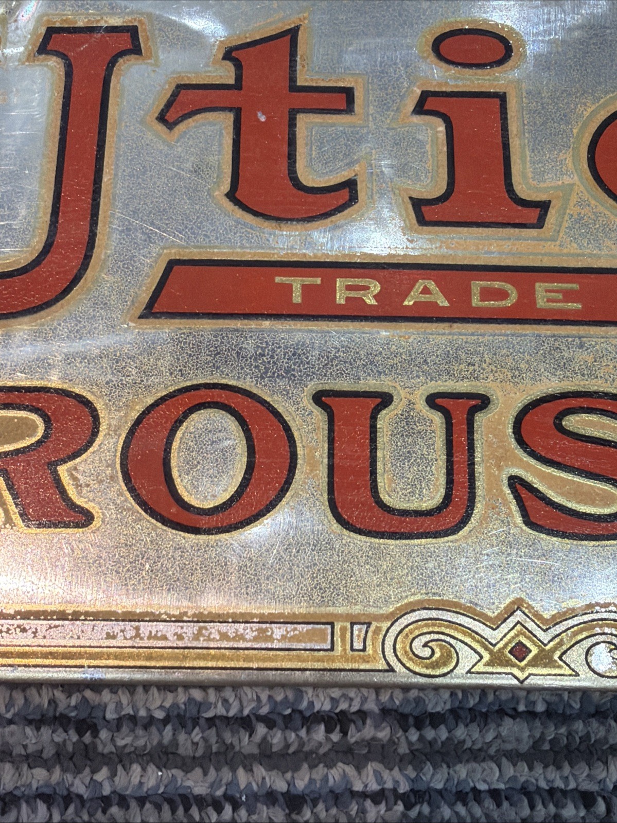 Vintage Advertisement Hanging Sign Display Utica Trousers New York NY Trade Mark