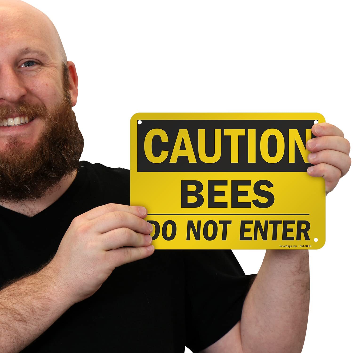 7 x 10 inch “Caution – Bees Do Not Enter” OSHA Sign with Pre-Cleared Holes Di…