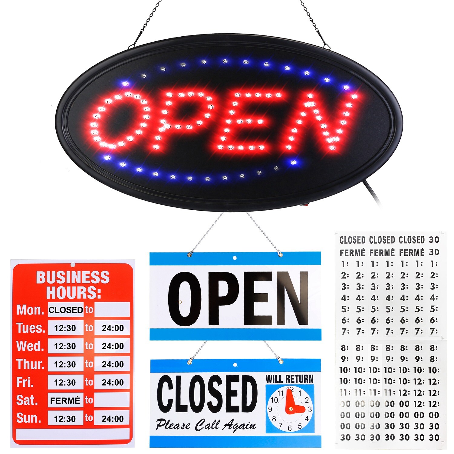 Electric Light Up LED Neon Business Open Closed Sign Flashing & Steady Ad Board