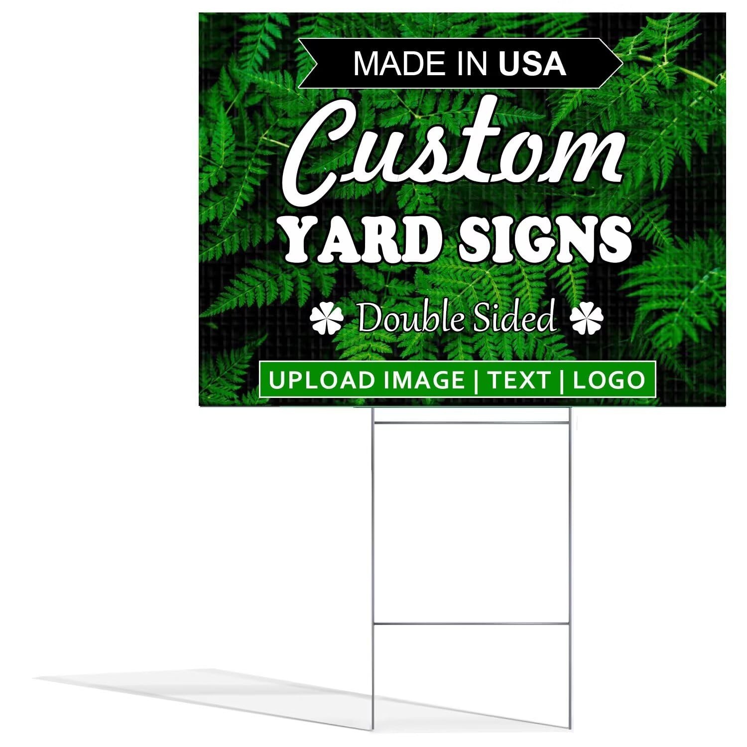 Custom Yard Signs | 2-Sided, Available in 12&Prime; X 9&Prime;, 18&Prime;x12&Prime;, 24&Prime;x18&Prime;, 36&Prime;x24&Prime;