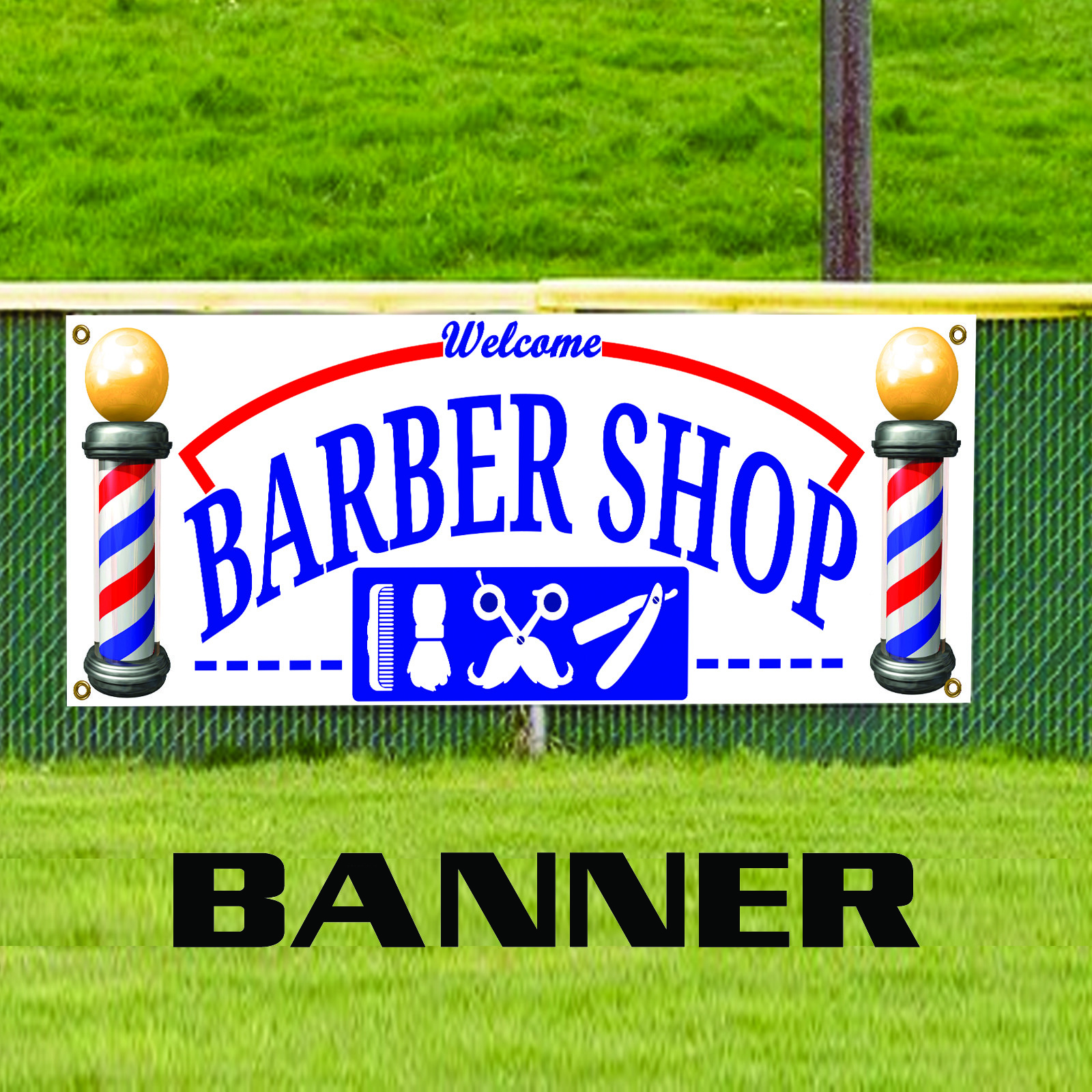 Barber Shop Vinyl Banner Haircut Shave Beauty Salon Now Open Advertising Banner