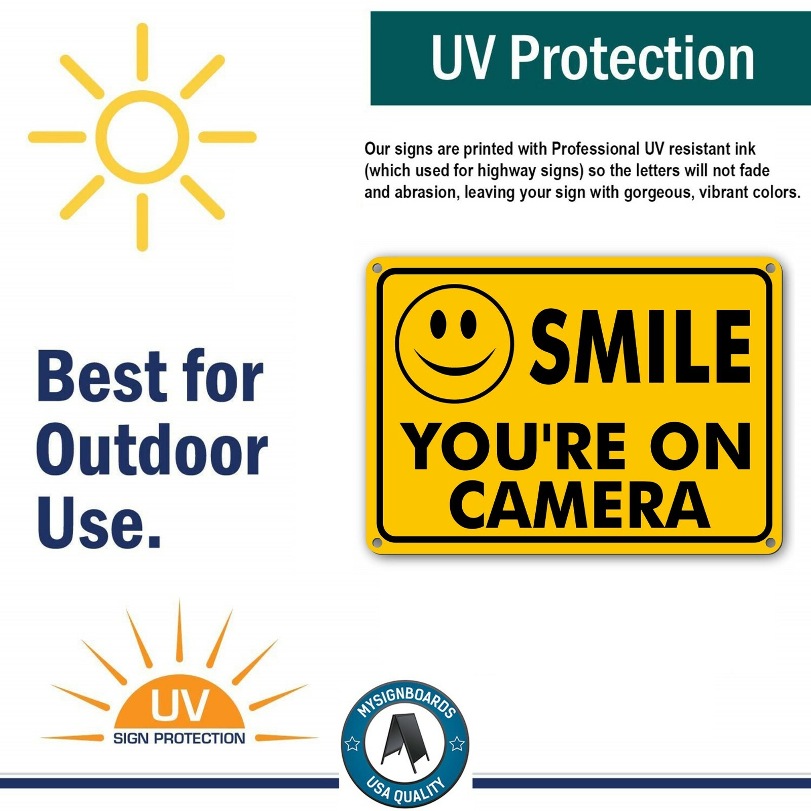 2 SMILE YOU&rsquo;RE ON CAMERA Yellow Business Security Sign CCTV Video Surveillance