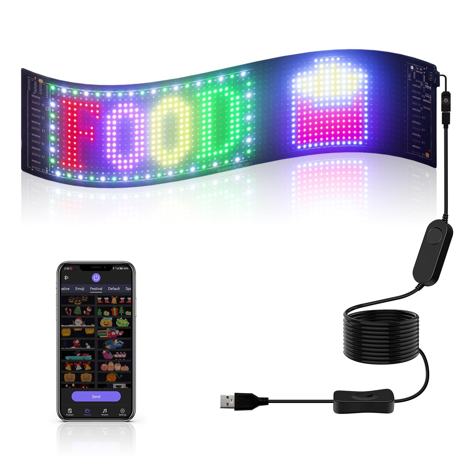 Hoios Programmable Led Sign High Bright Scrolling Signs Usb 5V Led Matrix Panel