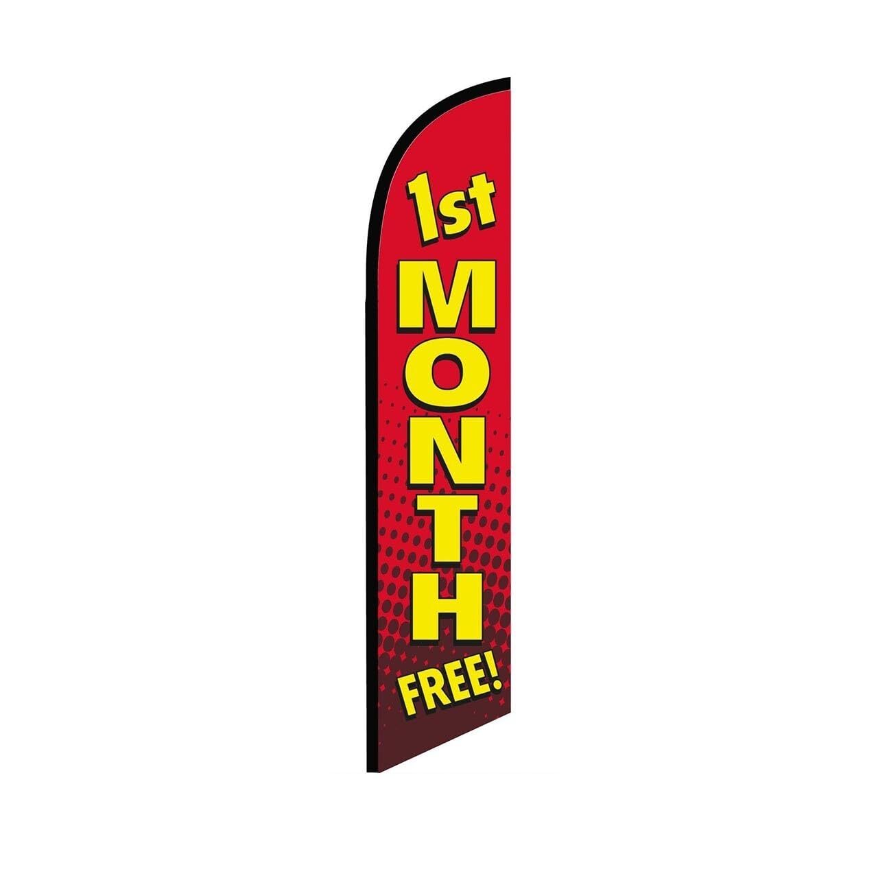 1st Month Free Red Swooper Flutter Feather Flag | 3ft W x 11.5ft Tall