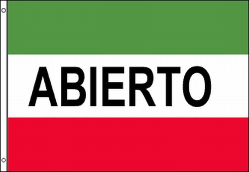ABIERTO Advertising Flag 3×5 Banner Red White Green Open Spanish Business Sign