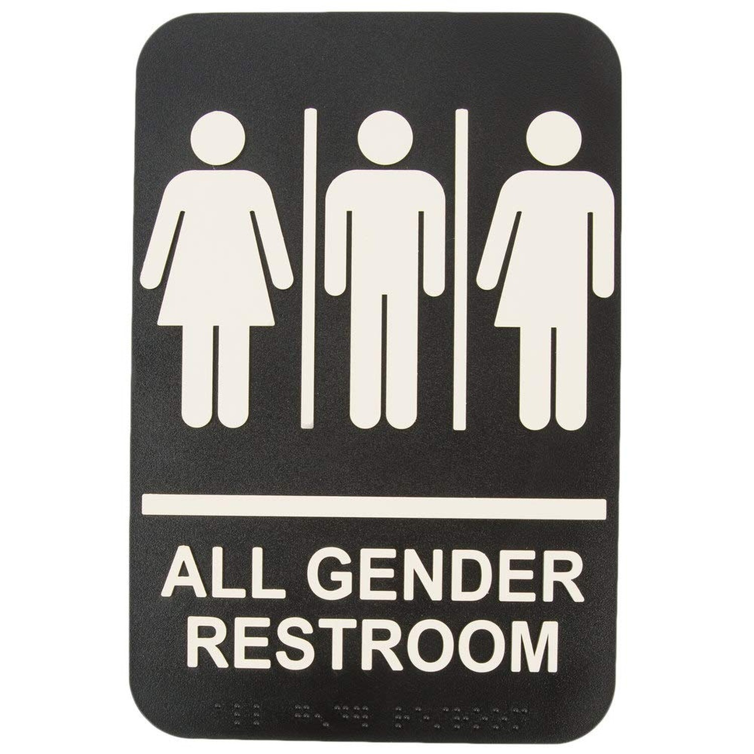 ADA All Gender Adhesive Restroom Toilet Sign with Braille for Business Restau…