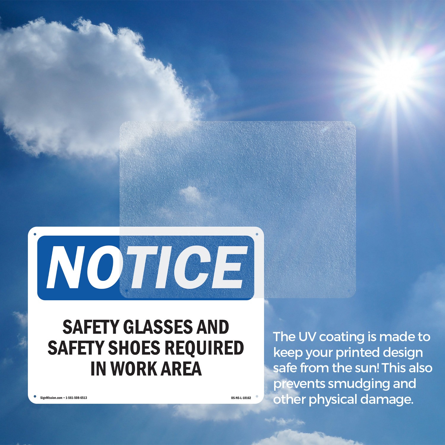 Safety Glasses And Safety Shoes Required OSHA Notice Sign, Decal 5 or 10 Pack
