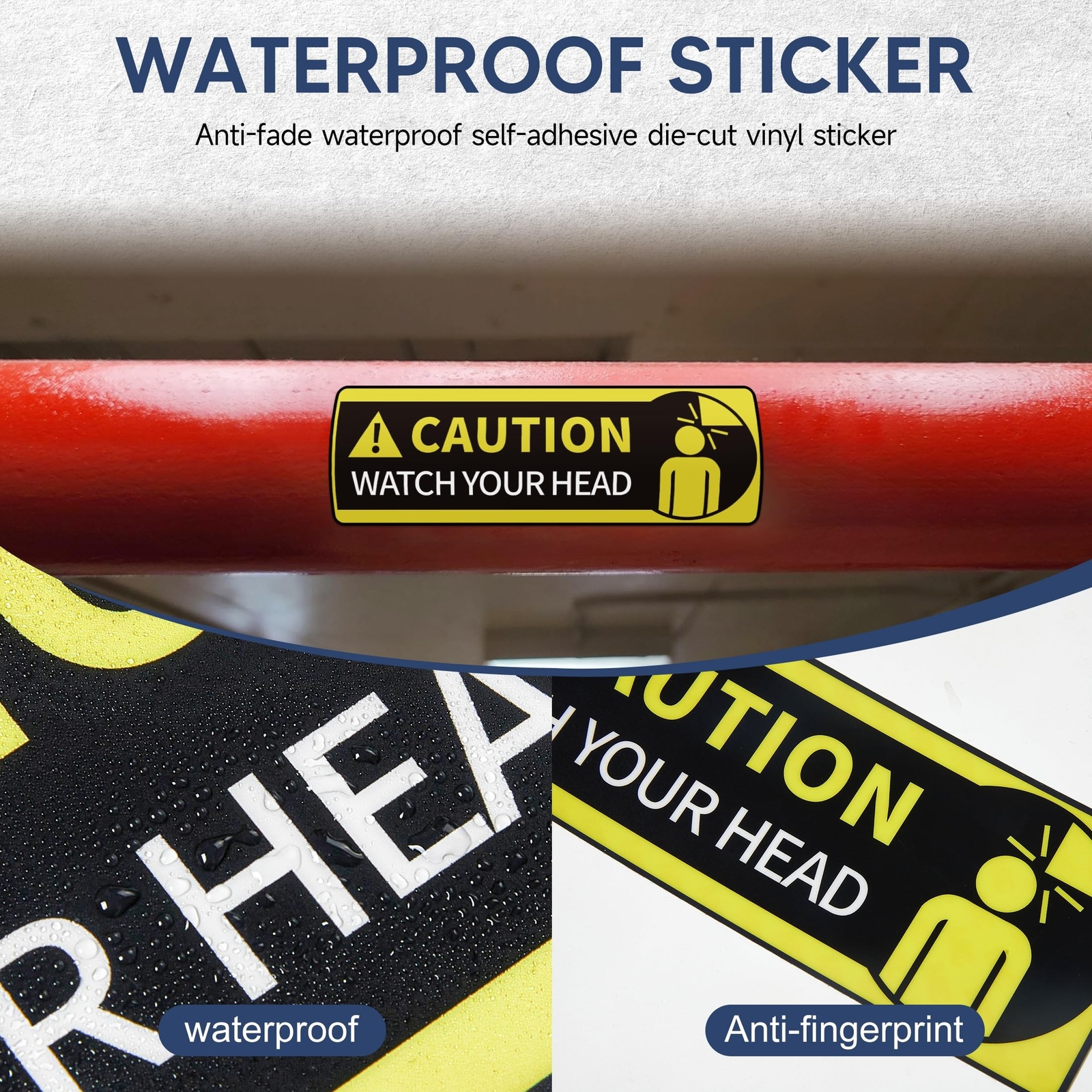 2 PCS Watch Your Head Sign Stickers, Easy Installation Self Adhesive Vinyl Sa…