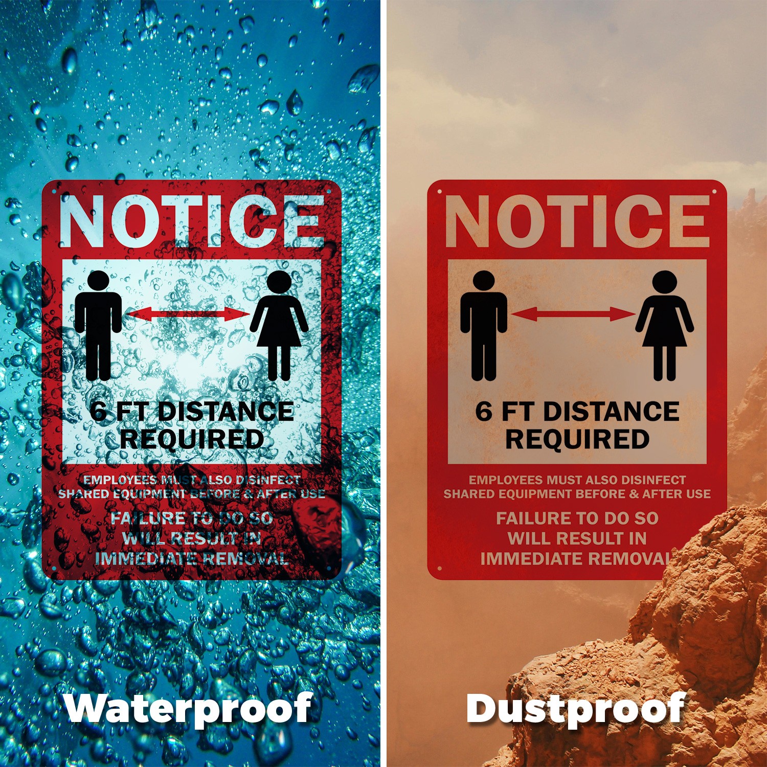 6ft Distance Required Public Safety Sign Metal, Plastic, Or Decal – 5 or 10 Pack