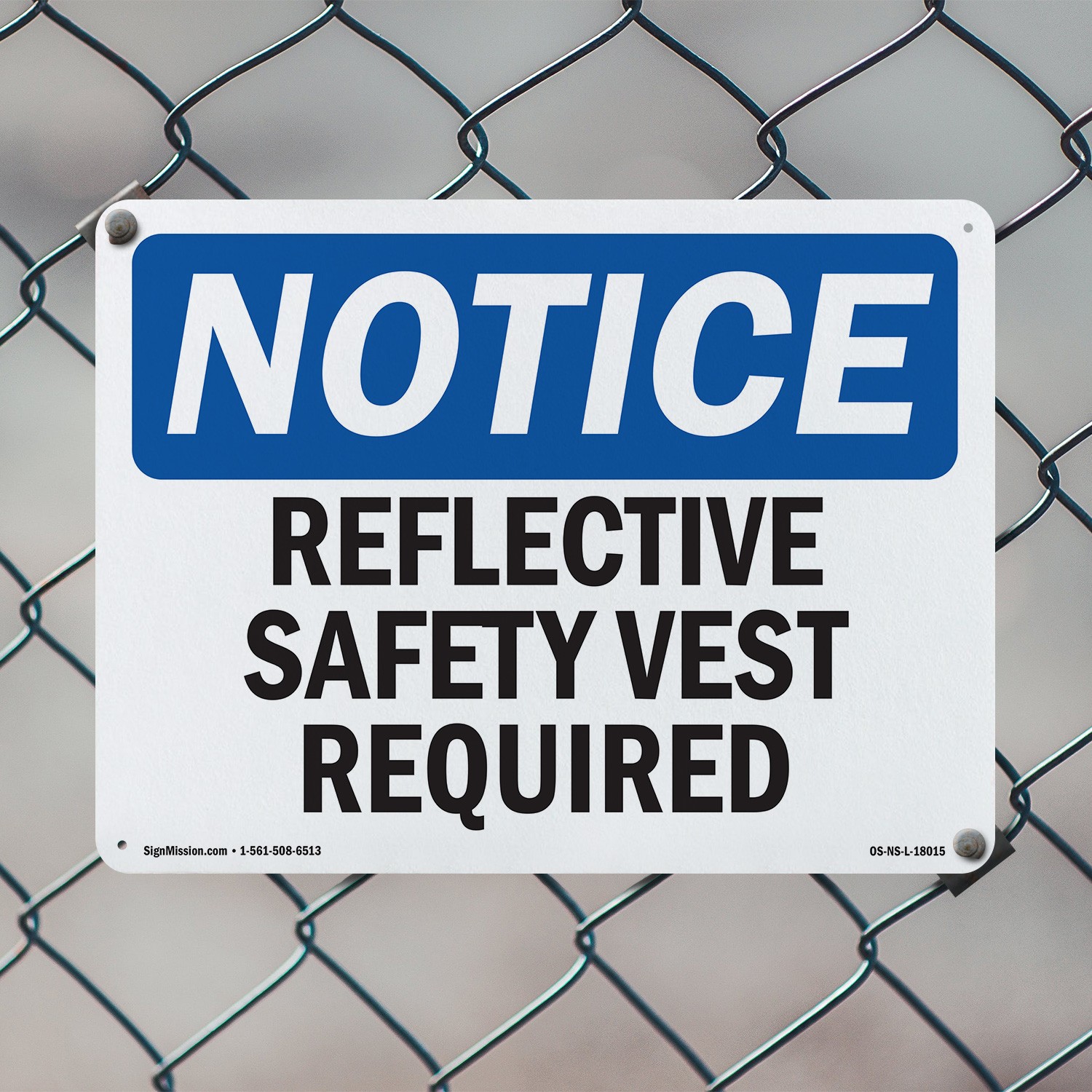 Reflective Safety Vest Required OSHA Notice Sign Metal,, Decal 5 or 10 Pack