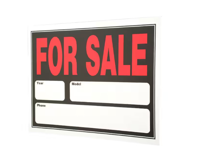 Plastic Auto for Sale Sign 15 In. X 19 In.