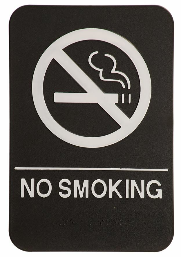 ADA Sign, NO SMOKING, Black, with Braille text 6&Prime;x9&Prime;