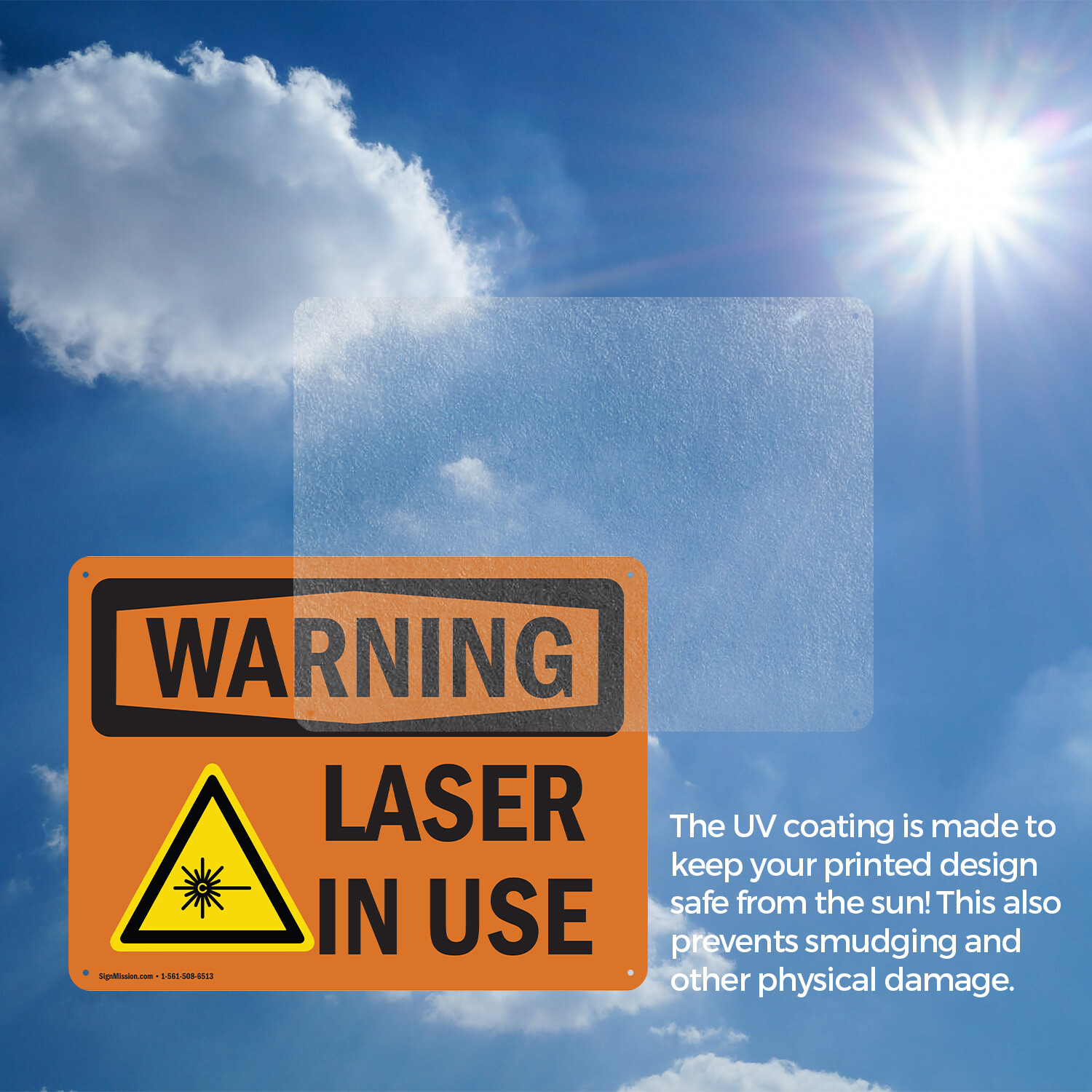 (2 Pack) Laser In Use OSHA Warning Sign Decal Metal Plastic