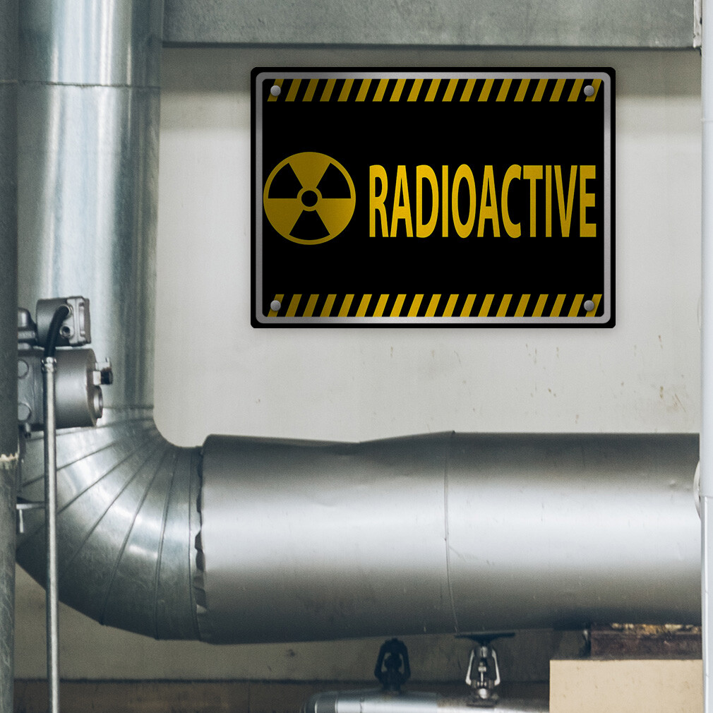Horizontal Metal Sign Radioactive Black and Yellow Stripes Biohazard