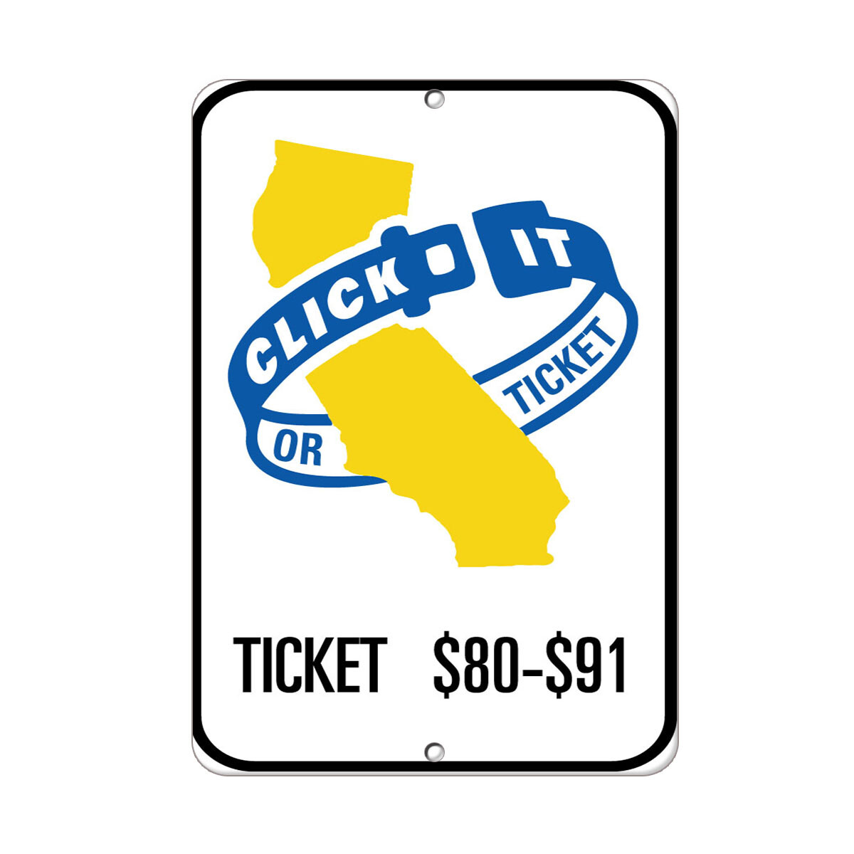 Vertical Metal Sign Multiple Sizes Click It Or Ticket $80 $91 Traffic Black