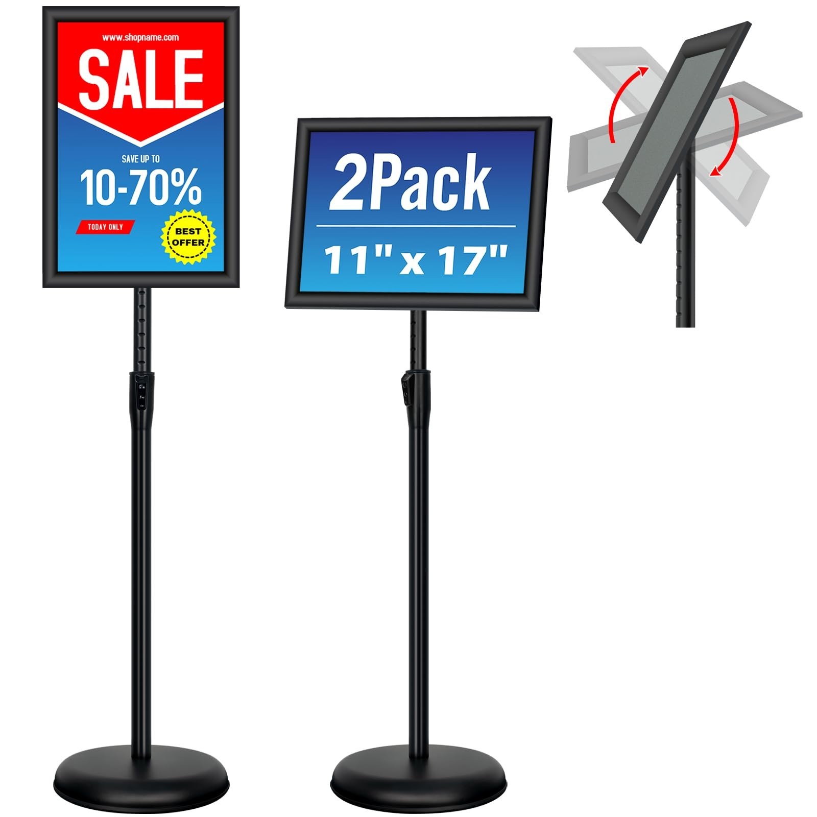 Adjustable Sign Holder Stand – 2Pack 11×17 Inch Pedestal Poster Sign Stand, H…