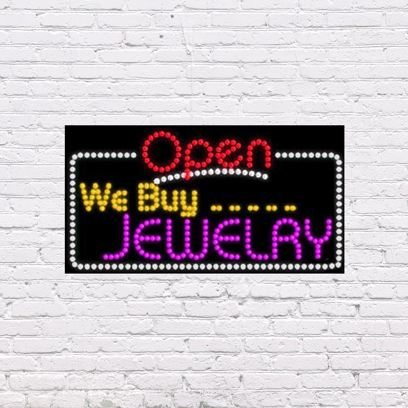 LED Open We Buy Jewelry | Light-up Sign | 31&Prime;W x 17&Prime;H x 2&Prime;D