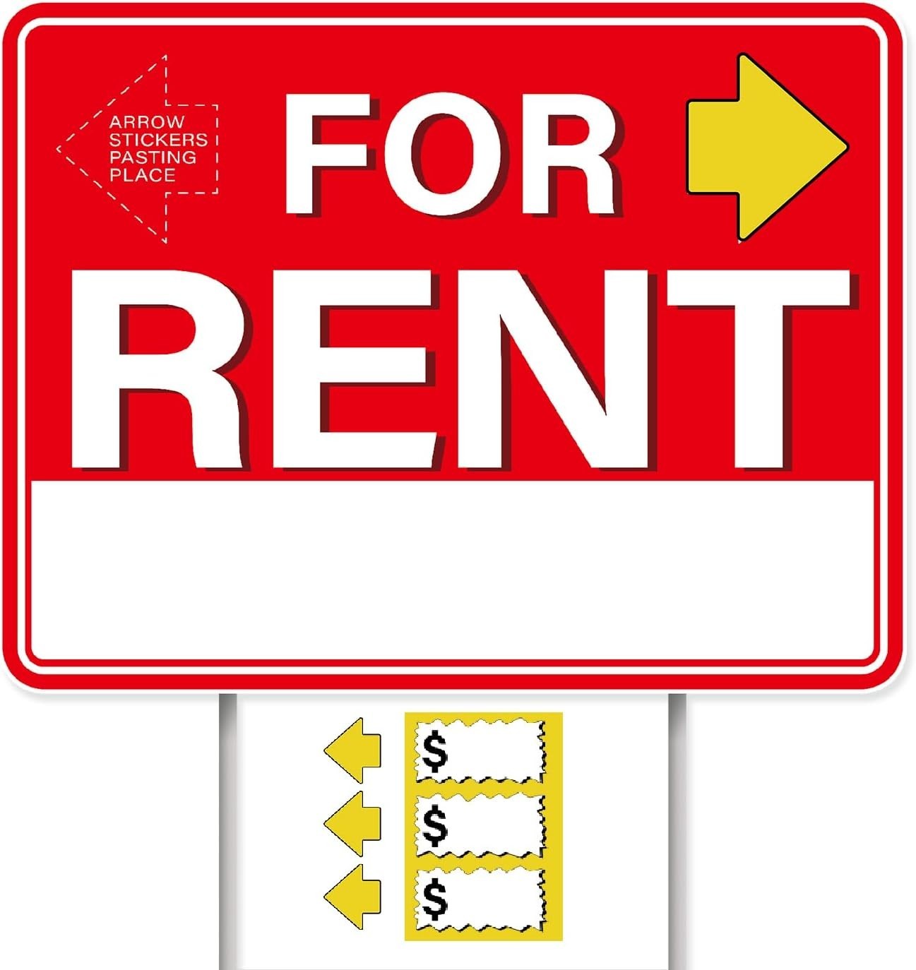 GXGGUS For Rent Signs with Stakes,1 PCS 17&Prime; x 13&Prime; Double-Sided Signs, H-Metal
