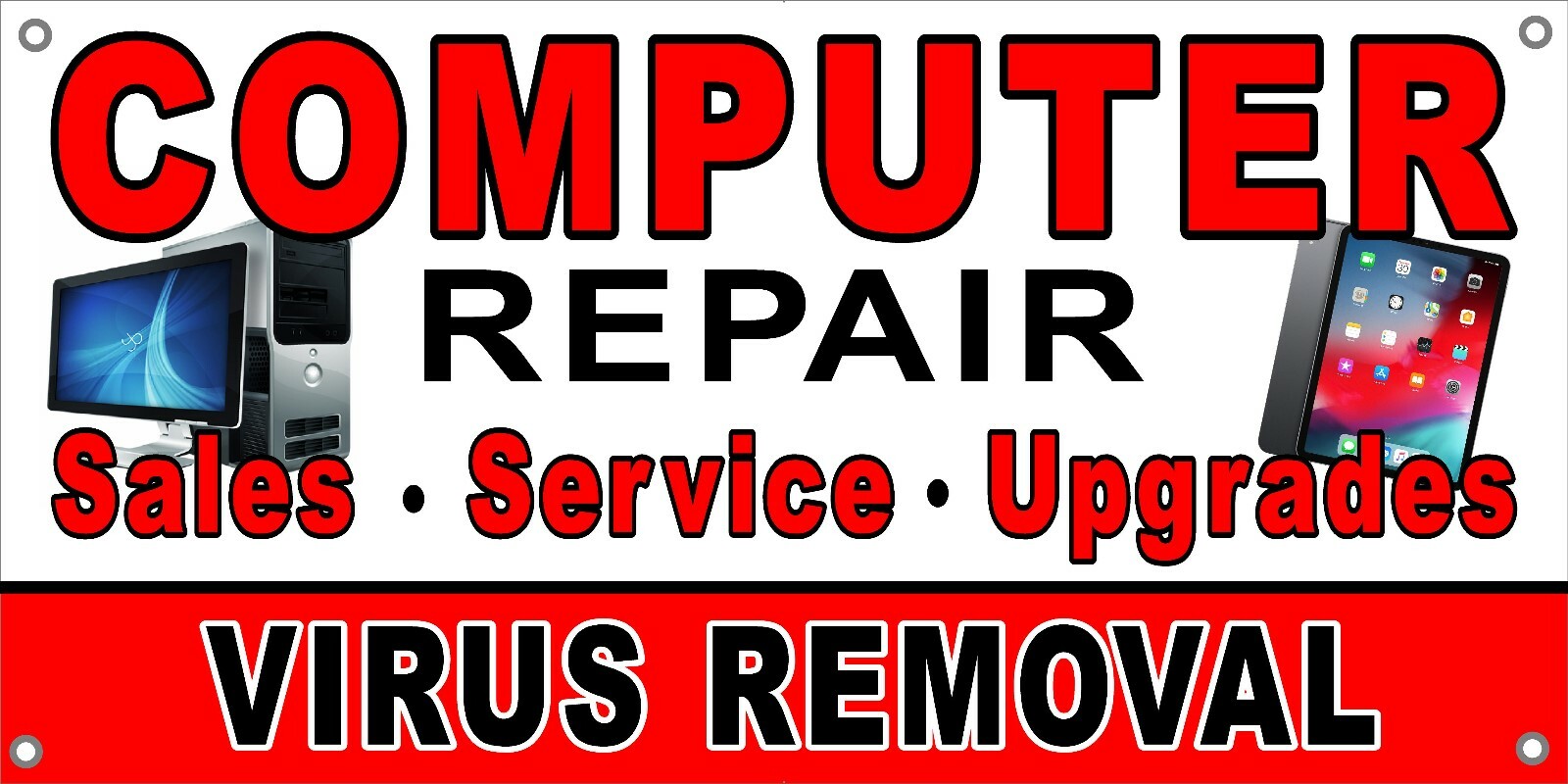 Computer Repair virus removal Vinyl Banner sign Various sizes available